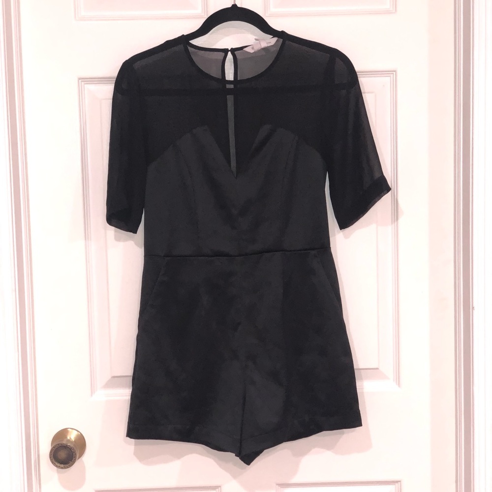 BCBGeneration black satin short romper size 4